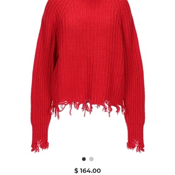 Pinko P Italy Holiday oversized red raw edge cable knit mock turtleneck xs/2-6 - Picture 3 of 6